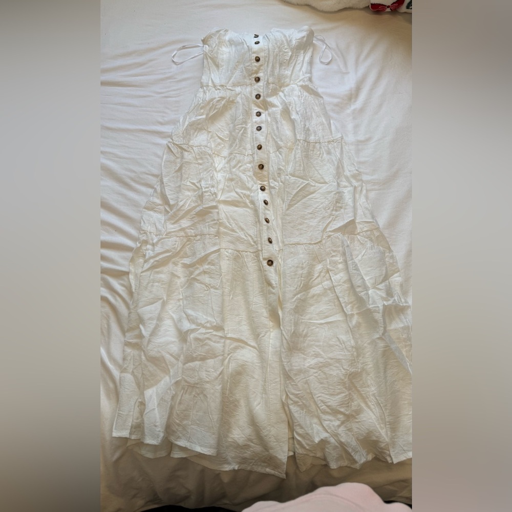 Lulu's Cream Button-Down Maxi Skirt